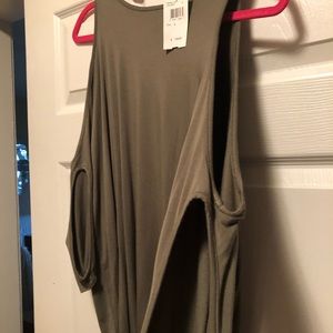 Cold shoulder olive colored top